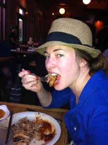 Eating bbq in Detroit