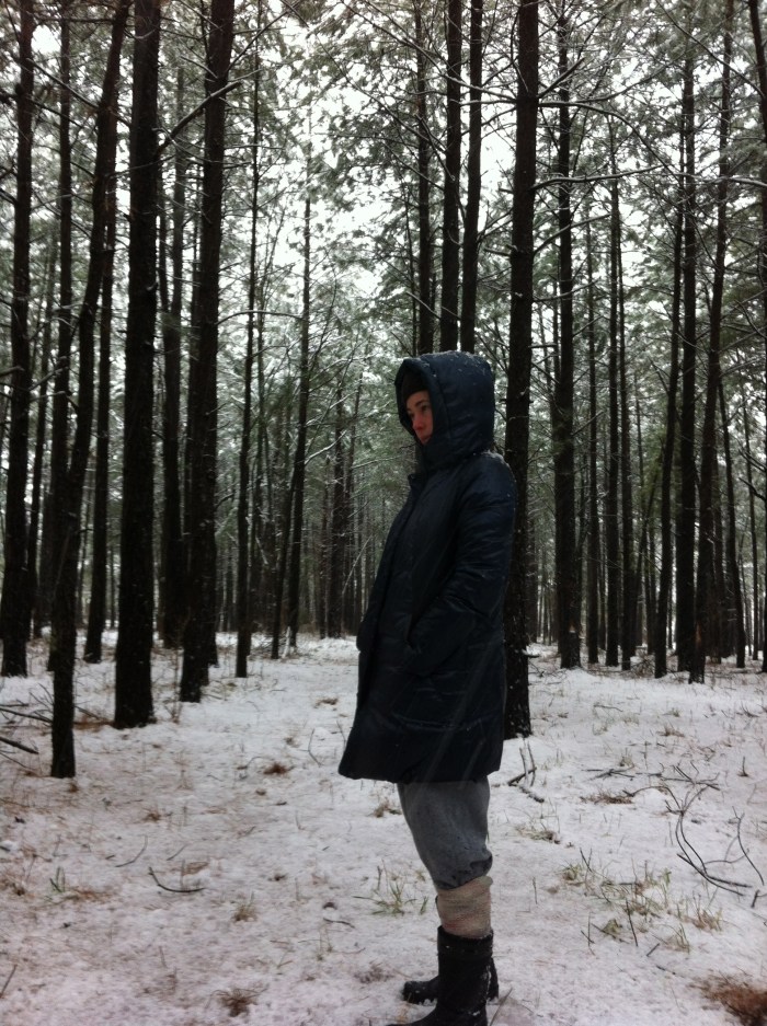 We discovered a forrest near our house and explored it during a snow storm