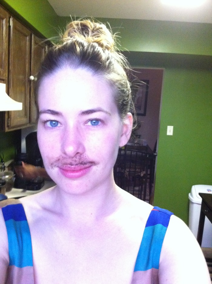 I demonstrated the coffee grounds mustache trick I learned in middle school drama class for Kris. The first time I realized I looked like Clark Gable.